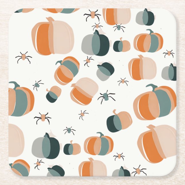 Porta-copo De Papel Quadrado Pumpkin Helloween convite (Frente)