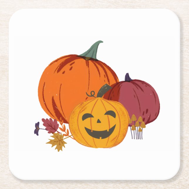 Porta-copo De Papel Quadrado Pumpkin para falar sobre (Frente)