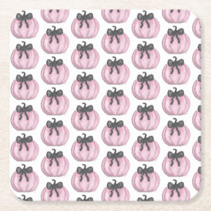 Porta-copo De Papel Quadrado Pumpkin rosa com arco preto