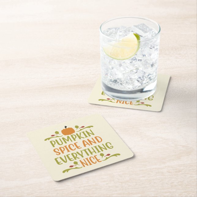 Porta-copo De Papel Quadrado Pumpkin Spice Autumn Fall Halloween (Insitu)