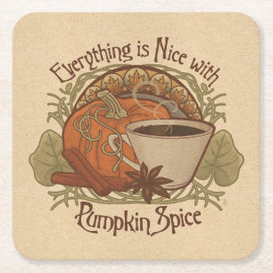 Porta-copo De Papel Quadrado Pumpkin Spice Coffee