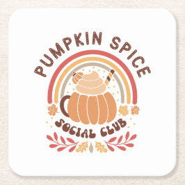 Porta-copo De Papel Quadrado Pumpkin Spice Social Club – Cute Fall PSL 