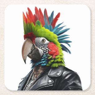 Porta-copo De Papel Quadrado Punk Parrot