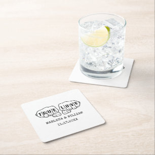 Porta-copo De Papel Quadrado Punk Rock Tattoo Mãos Uma Praça Minimalista De Amo