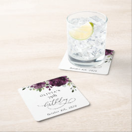 Porta-copo De Papel Quadrado Purple Flowers, Plum Flowers, Boho, Birthday