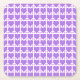 Porta-copo De Papel Quadrado Purple Hearts Seamless Pattern