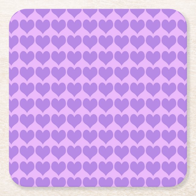 Porta-copo De Papel Quadrado Purple Hearts Seamless Pattern (Frente)