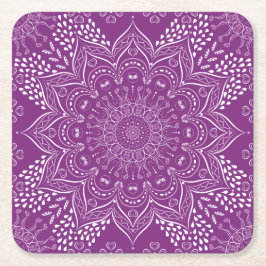 Porta-copo De Papel Quadrado Purple Mandala