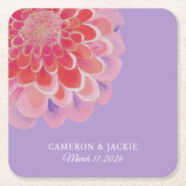 Porta-copo De Papel Quadrado Purple Zinnia Summer Wedding