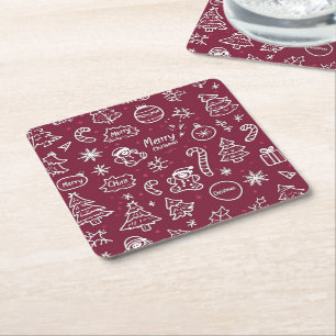 Porta-copo De Papel Quadrado Púrpura de Natal Feliz Natal