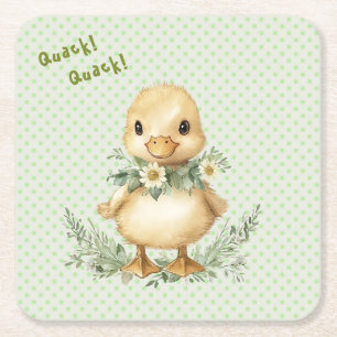 Porta-copo De Papel Quadrado Quack! Quack! Diz o Pato! Chuveiro de Bebê