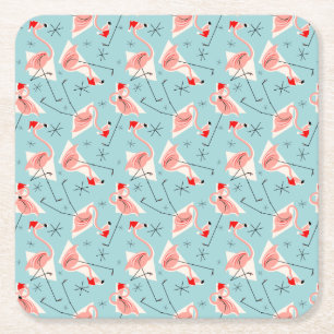 Porta-copo De Papel Quadrado Quadrado Flamingo Santas Blue Multi-porta copos