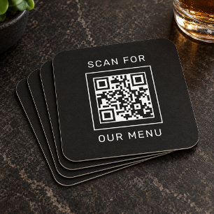 Porta-copo De Papel Quadrado Quadrado Preto Leia o Código QR do Nosso Menu