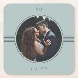 Porta-copo De Papel Quadrado Quadro Elegante | Casamento de Fotografias de Vidr