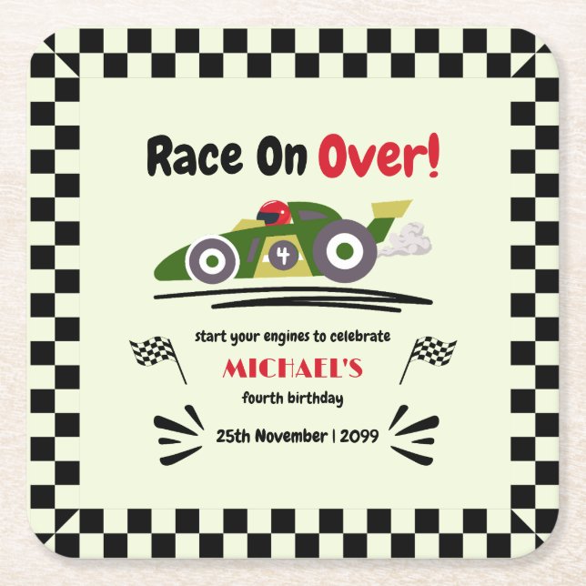 Porta-copo De Papel Quadrado Qualquer Idade Preparada Para Aniversário, Ir Carr (Frente)