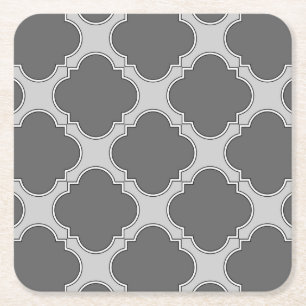 Porta-copo De Papel Quadrado Quatrefoil em tons de cinza