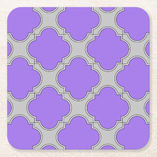 Porta-copo De Papel Quadrado Quatrefoil, púrpura e cinza