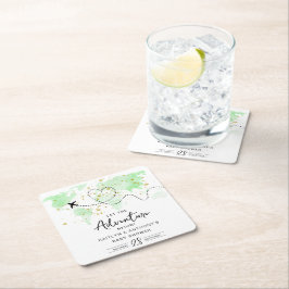 Porta-copo De Papel Quadrado "Que A Aventura Comece!" Chá de fraldas de Mapa vi