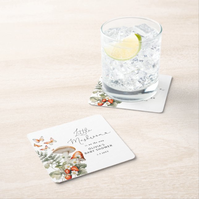 Porta-copo De Papel Quadrado Queda de chá de fraldas de cogumelo (Insitu)