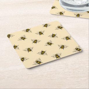 Porta-copo De Papel Quadrado Queen Bee Pattern