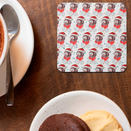 Porta-copo De Papel Quadrado Raça de Cachorro Newfypoo Estrelas de Natal