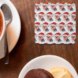 Porta-copo De Papel Quadrado Raça de Cão Yorkshire Terrier Estrelas de Natal