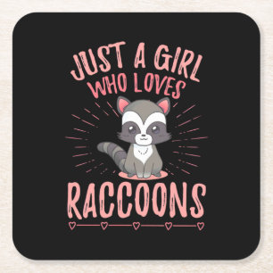 Porta-copo De Papel Quadrado Raccoon Lover Apenas Uma Menina Que Ama Raccoon