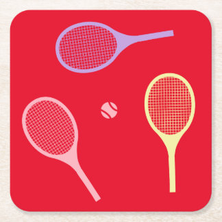 Porta-copo De Papel Quadrado Rackets de Tênis de Pastel com esfera de Tênis em 