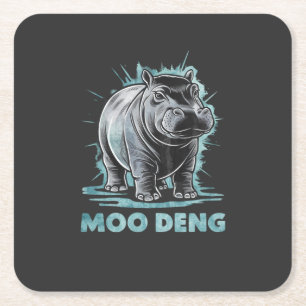 Porta-copo De Papel Quadrado Radiante Hippo Moo Deng