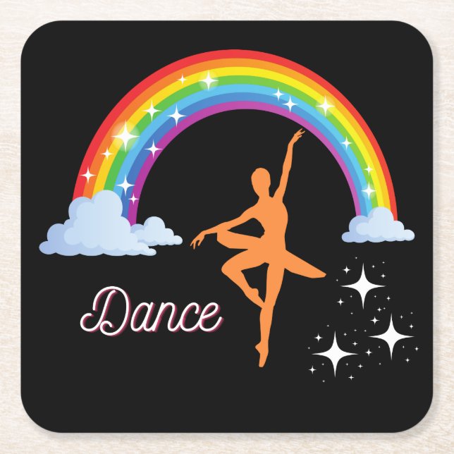 Porta-copo De Papel Quadrado Rainbow Ballerina Dance (Frente)