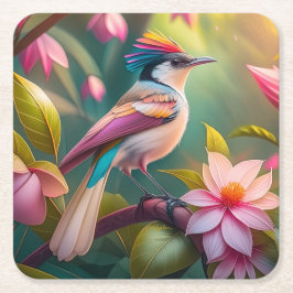 Porta-copo De Papel Quadrado Rainbow crested Jay Fantasy Bird