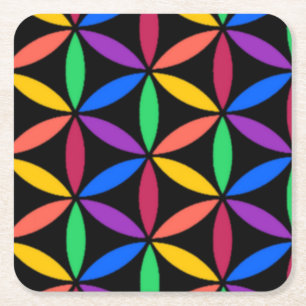 Porta-copo De Papel Quadrado Rainbow Flower of Life Standard (Flor da Vida)
