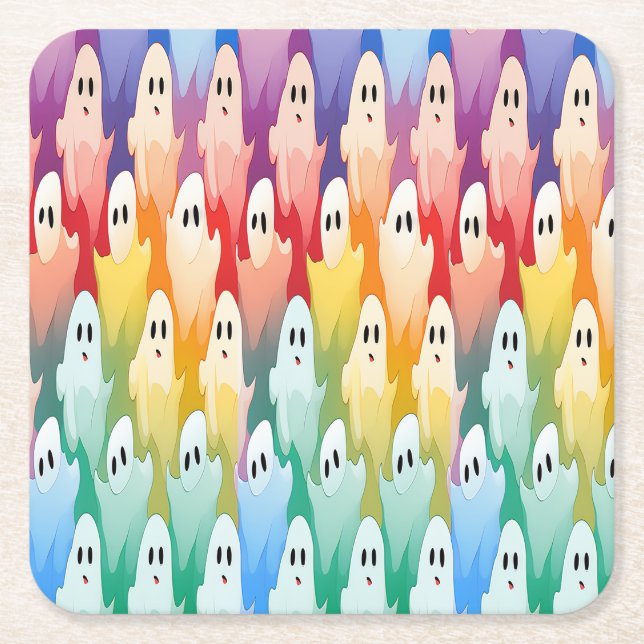 Porta-copo De Papel Quadrado Rainbow Ghosts (Frente)