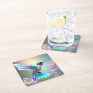 Porta-copo De Papel Quadrado Rainbow Glass Hummingbird,