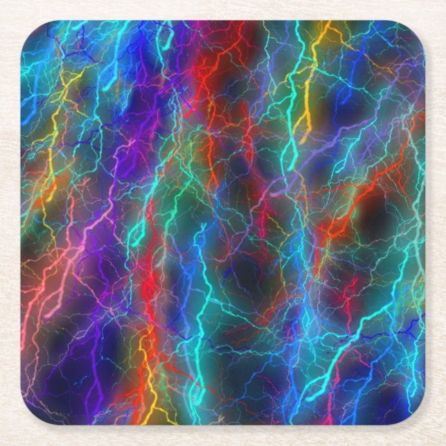 Porta-copo De Papel Quadrado Rainbow Lightning Storm (Frente)