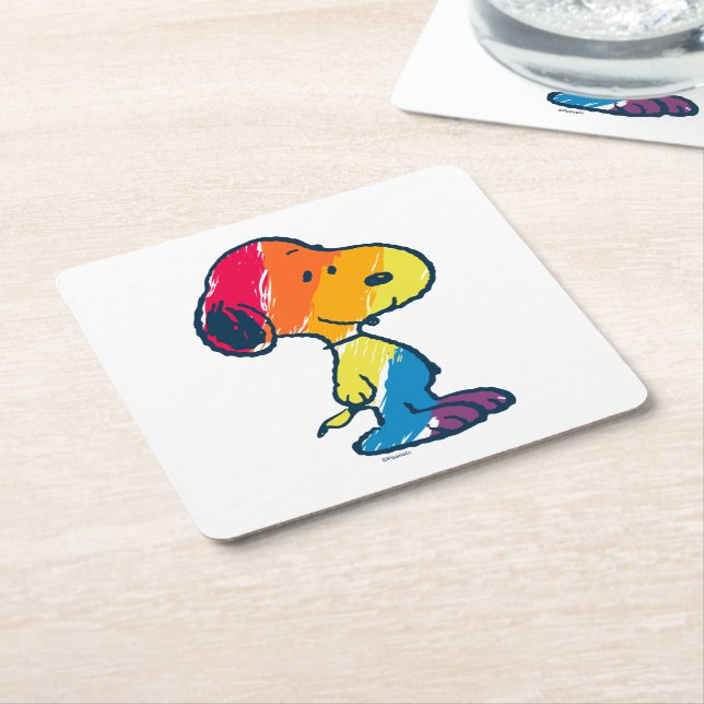 Porta-copo De Papel Quadrado Rainbow Snoopy (Inclinado)