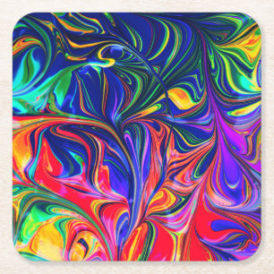 Porta-copo De Papel Quadrado Rainbow Swirl Trippy Glow Stick