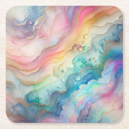 Porta-copo De Papel Quadrado Rainbows e bolhas Papel e Partes