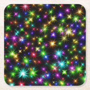 Porta-copo De Papel Quadrado Raios Multicoloridos De Estrelas De Natal-57191