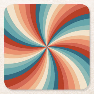 Porta-copo De Papel Quadrado Raios solares ondulados, de cor retrógrada