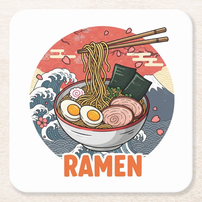 Porta-copo De Papel Quadrado Ramen (Frente)