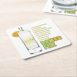 Porta-copo De Papel Quadrado Ramos Gin Fizz Cocktail Recebe Arte