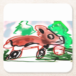 Porta-copo De Papel Quadrado Raposa na primavera