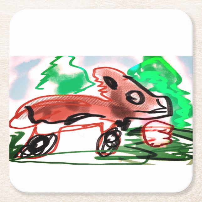 Porta-copo De Papel Quadrado Raposa na primavera (Frente)