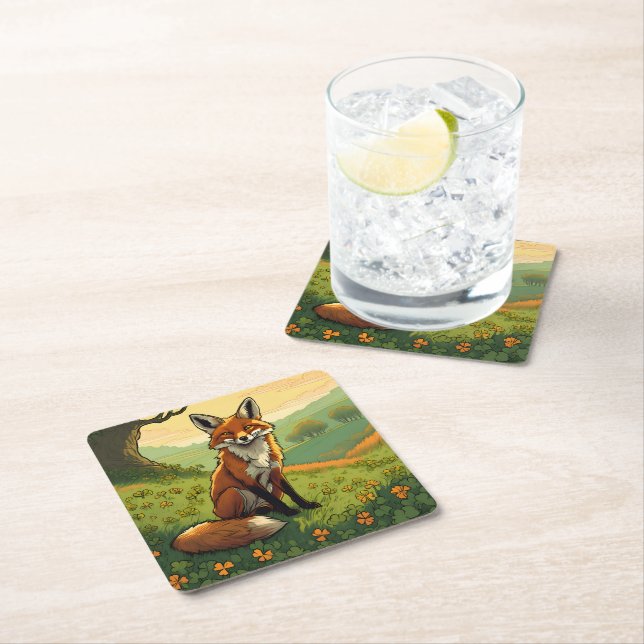 Porta-copo De Papel Quadrado Raposa nos Camarões (Insitu)