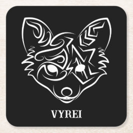 Porta-copo De Papel Quadrado Raposa Tribal Negra