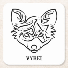 Porta-copo De Papel Quadrado Raposa Tribal Negra