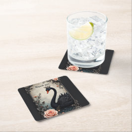 Porta-copo De Papel Quadrado Rare as a black swan, timeless as true love. 