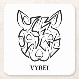 Porta-copo De Papel Quadrado Rato Tribal Negro e Branco