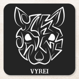 Porta-copo De Papel Quadrado Rato Tribal Negro e Branco